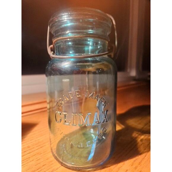 Vintage Climax Canning Jar, Aqua - Quart - Picture 6 of 6